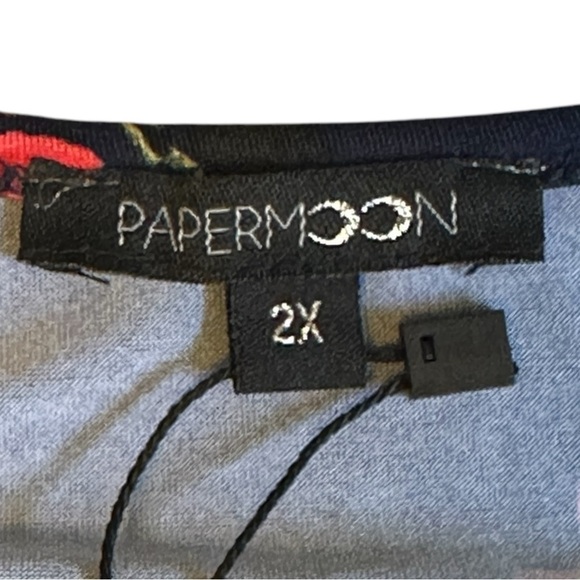 🌺 Papermoon Cami Tank Top Size 2X NWT Blue Dark Floral Print Stretchy Summer - Picture 8 of 10